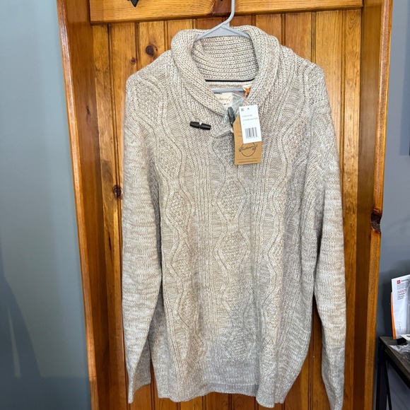 Weatherproof Vintage Mens Shawl Collar Cable Knit Pullover Large Sweater NEW - Picture 1 of 6
